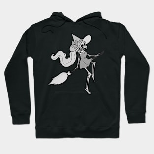 Skeleton witch on broom Hoodie